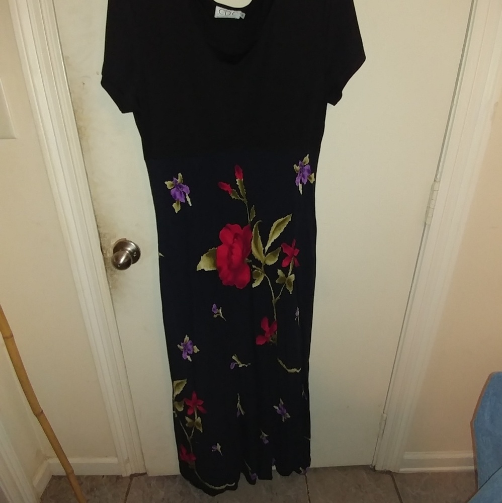 Black dress with floral print